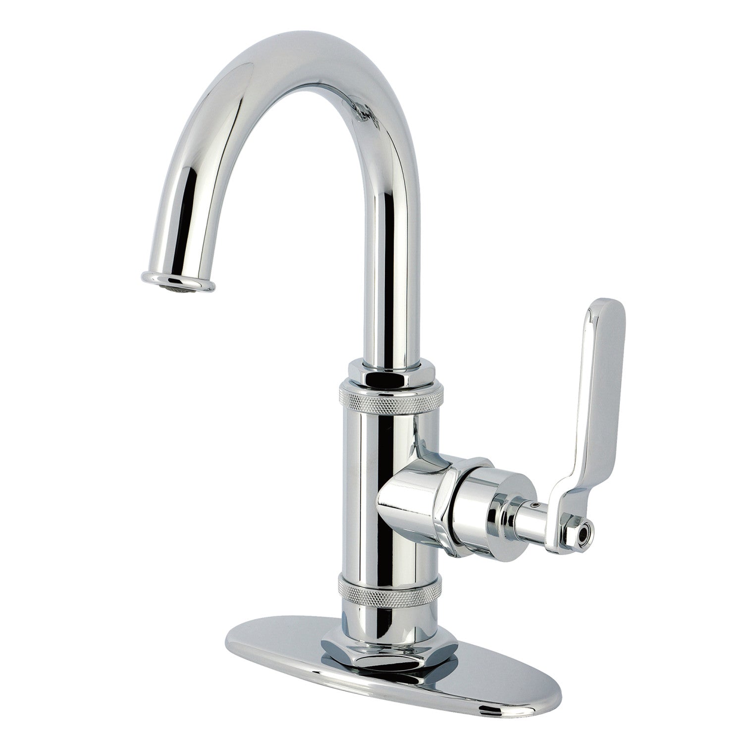 Kingston Sona KSD2211KL - Whitaker One-Handle 1-Hole Bathroom Faucet with Deck Plate and Push Pop-Up Drain, Polished Chrome — image 1